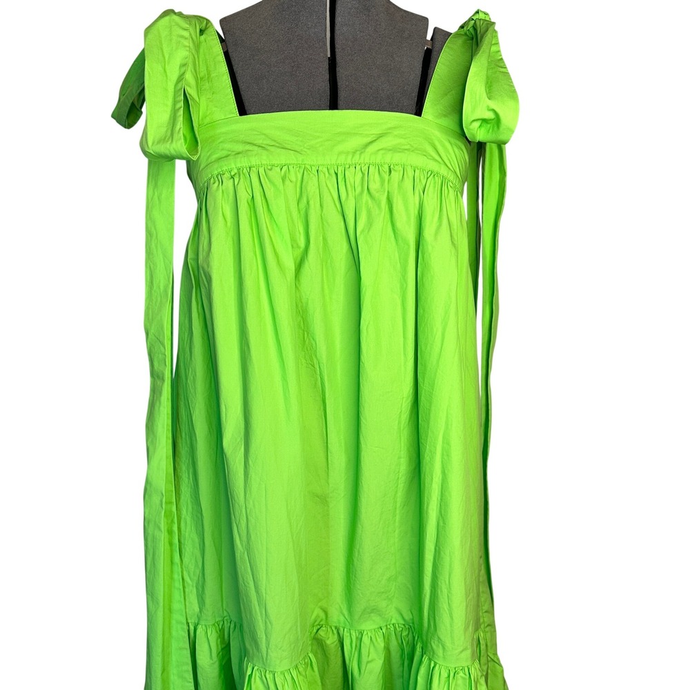 Christopher John Rogers x Target Lime Green Cotton Maxi Dress Tie XXS Pockets - Picture 10 of 11